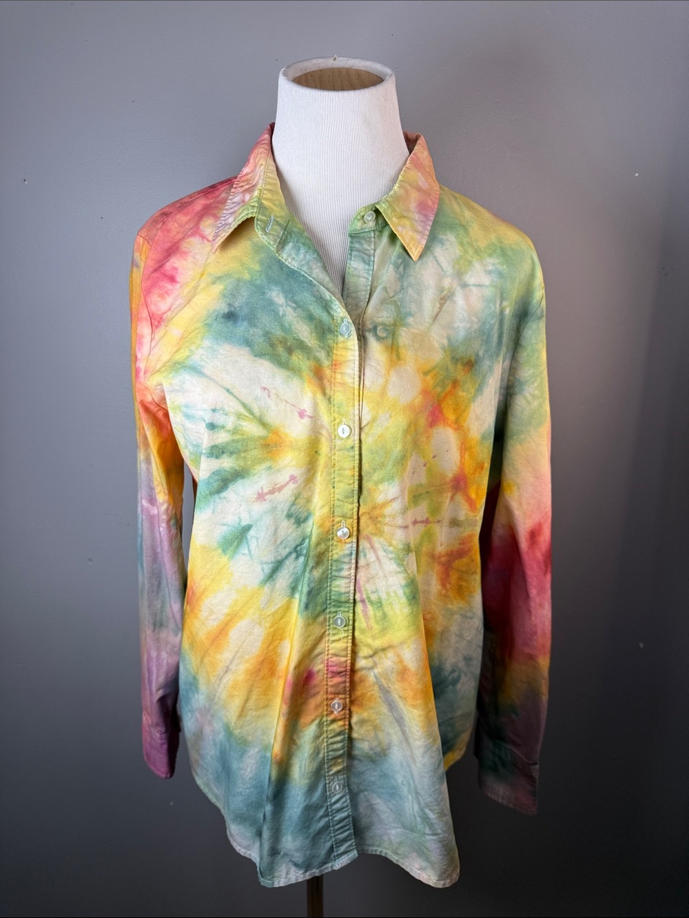 Tie-Dye Button-Up Shirt - Multicolor